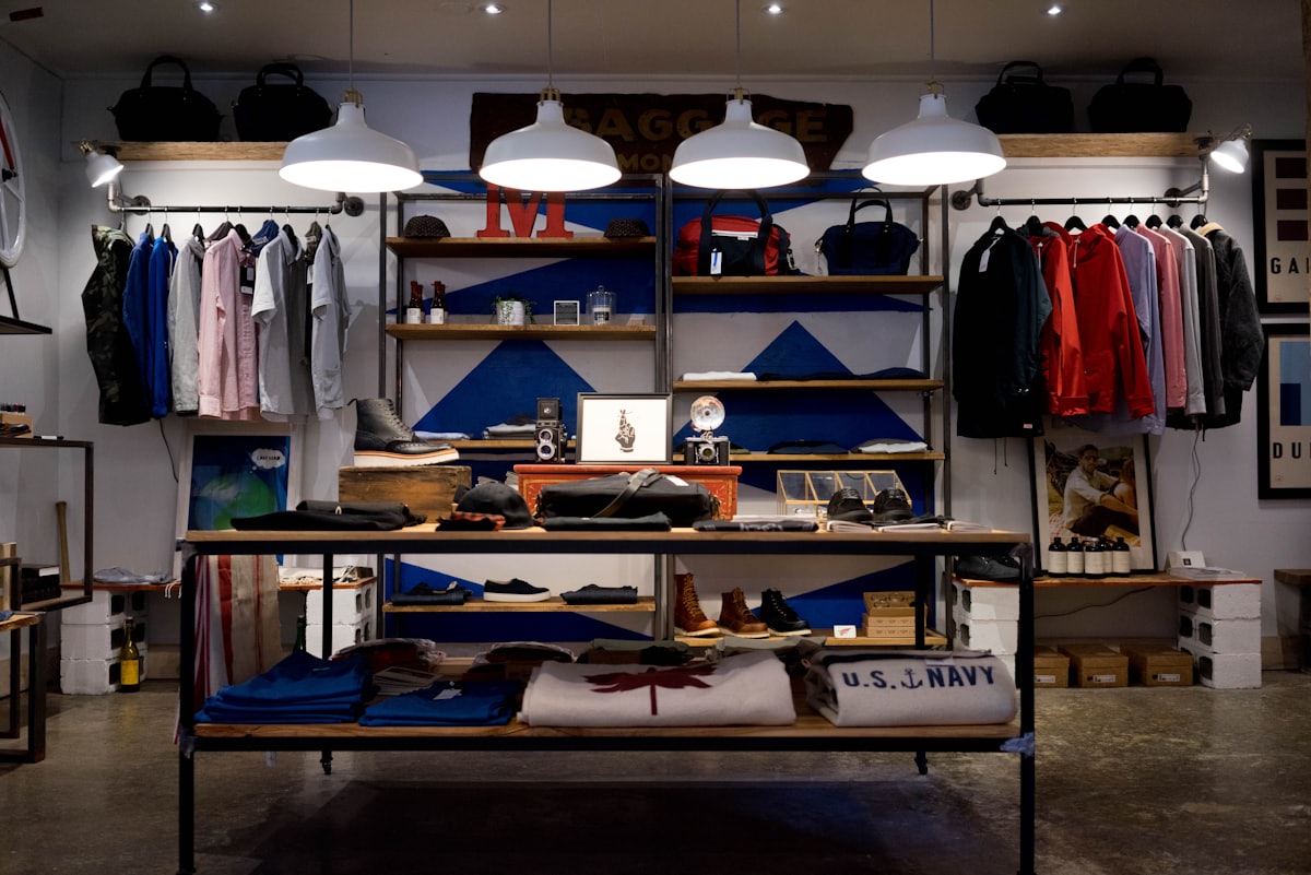 Interior of a modern retail clothing store